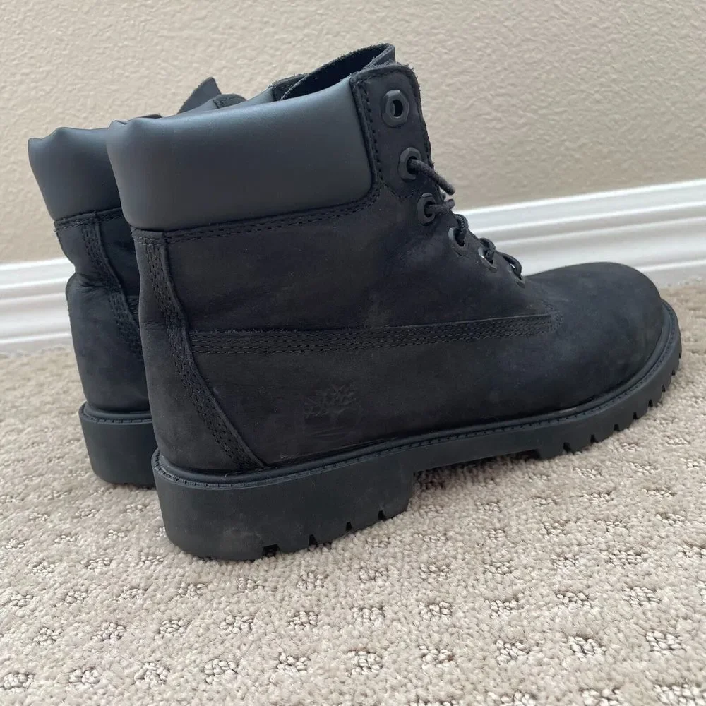 Timberland 12907 6-Inch Classic Boots Kids 7‎ Black Leather WATERPROOF Primaloft